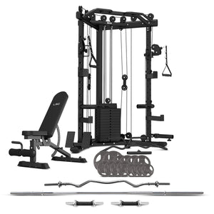 GRK-110 Space Saving Multi-Function Rack with 74kg Cable Crossover + FID Bench + 90kg Standard Weight Package