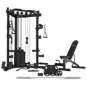 GRK-110 Space Saving Multi-Function Rack with 74kg Cable Crossover + FID Bench + 90kg Olympic Weight Package