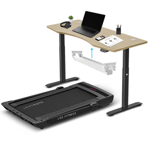 Pacer M5 Treadmill + ErgoDesk Automatic Standing Desk 150cm + Cable Management Tray (Oak)