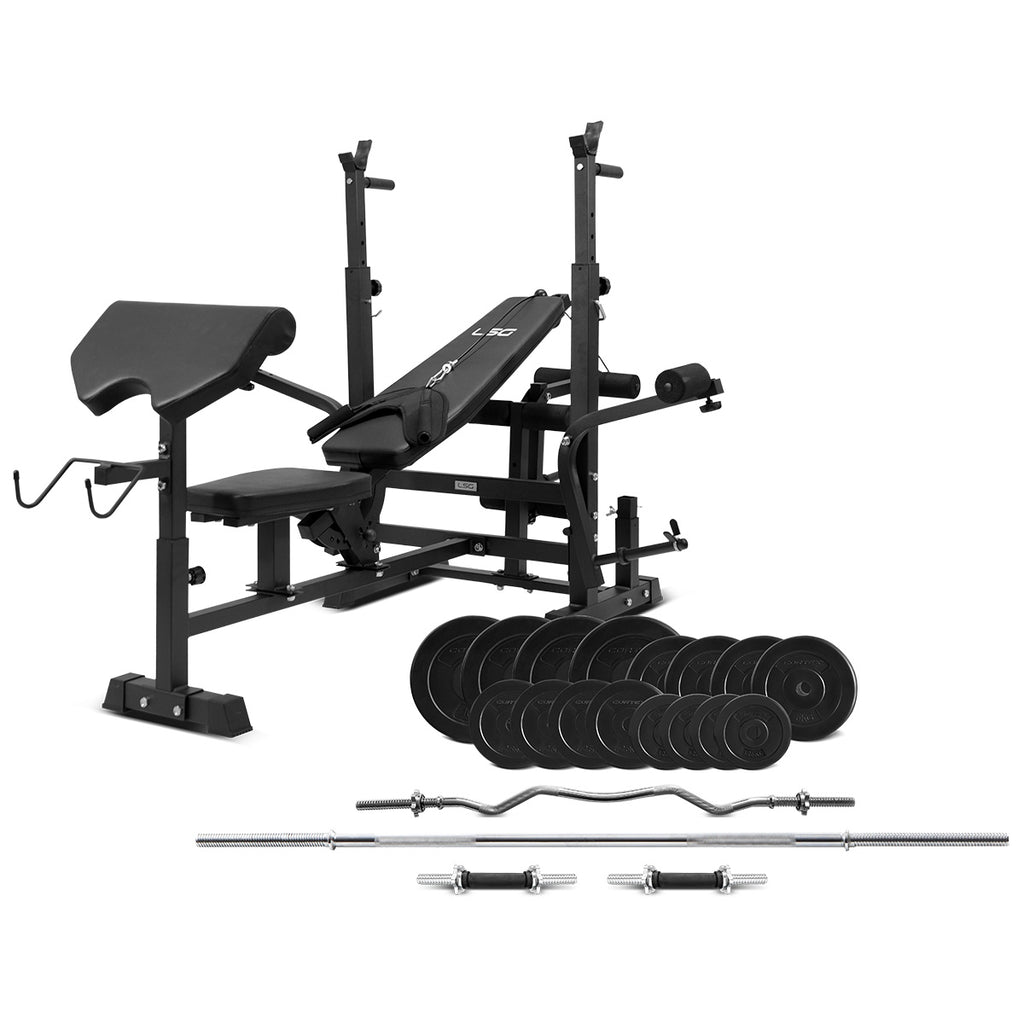 GBN-100 6-in-1 Multi-function Bench Press with 90kg Weight and Bars Package
