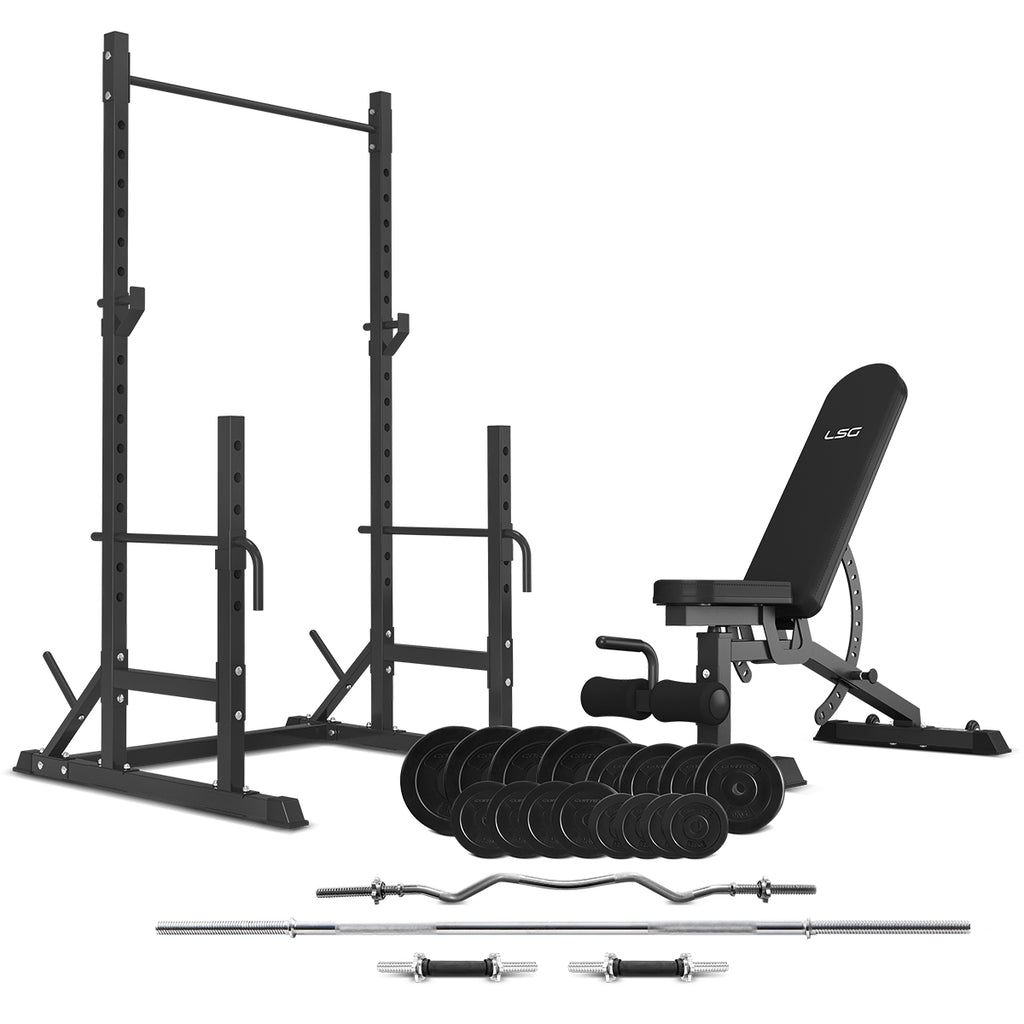 GBH-290 Power Rack + GBN-006 14-Level FID Exercise Bench + 90kg Weight Set Package
