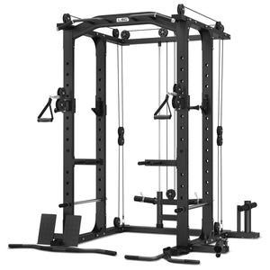 GRK-100 6-in-1 Multifunction Home Gym/Power Rack with Cable Crossover + GBN006 Bench + 90kg Olympic Weight Plate & Barbell Set