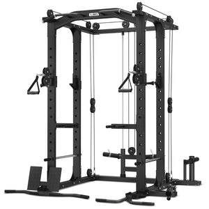 GRK-100 6-in-1 Multifunction Home Gym/Power Rack with Cable Crossover + GBN006 Bench + 90kg Standard Weight Plate & Bar Set